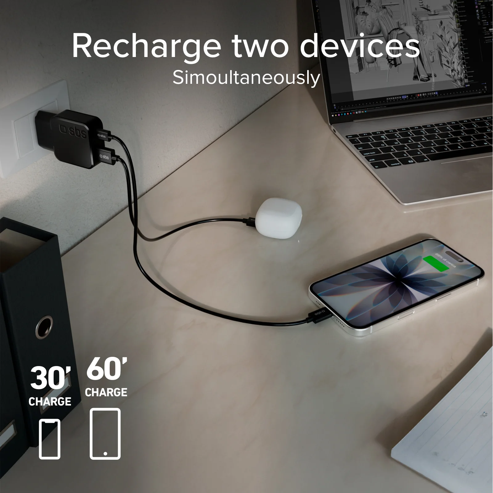 Caricatore da muro 30W Ultra Slim con doppia porta USB-C e USB-A - Image 14