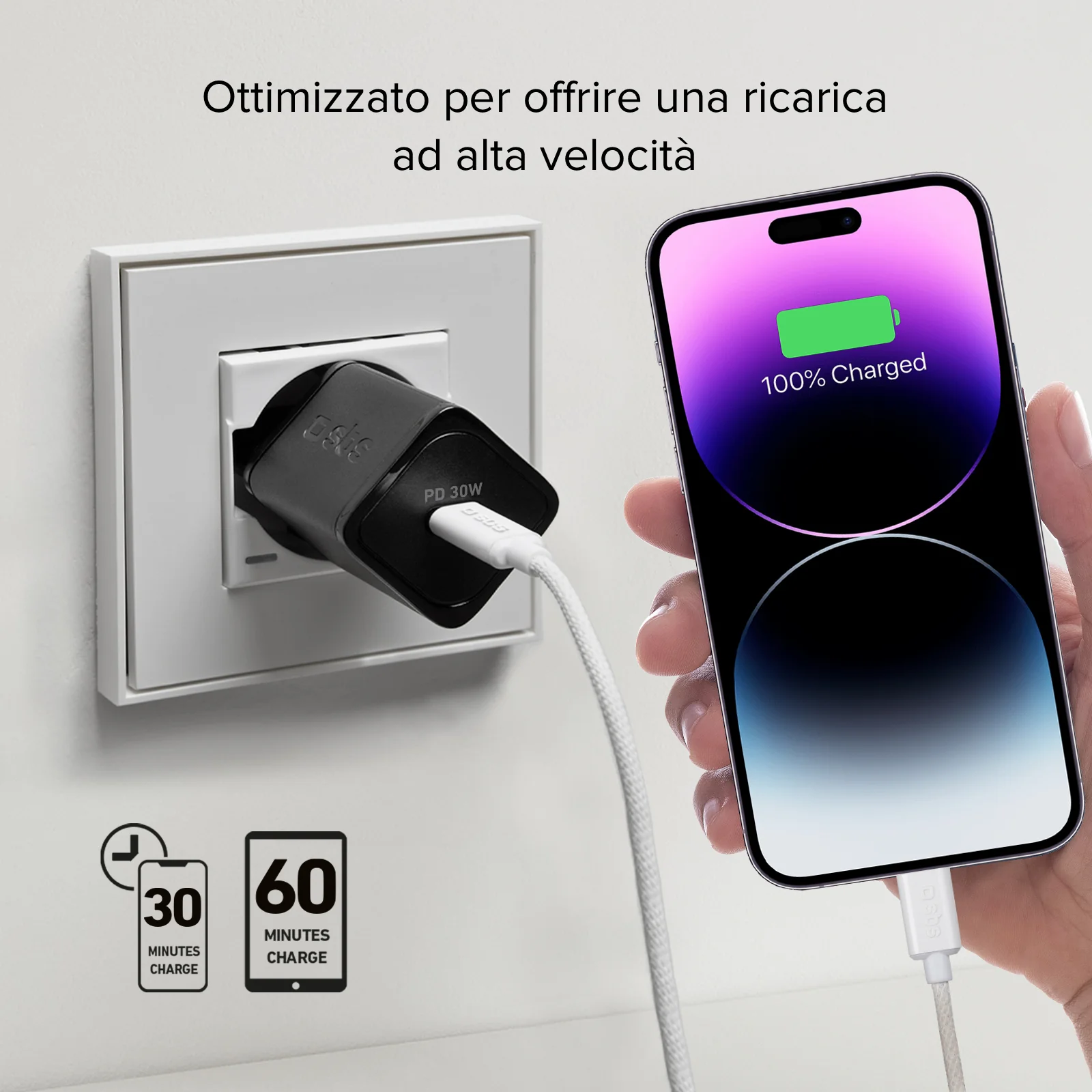 Caricatore caricabatterie ultrarapido GaN da 30 Watt Power Delivery - Image 11