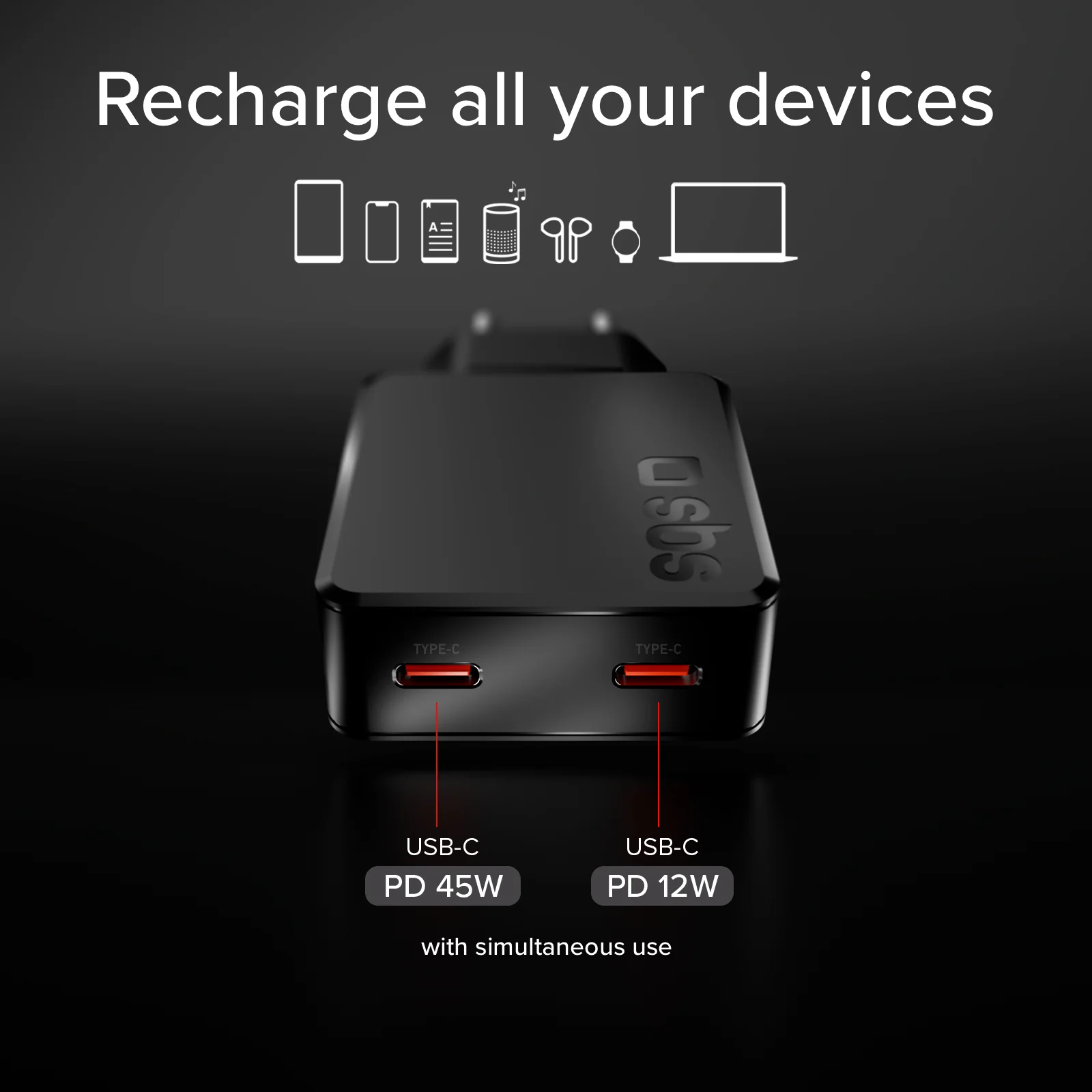 Caricatore da muro 65w USB-C Ultra Slim con doppia uscita - Image 10