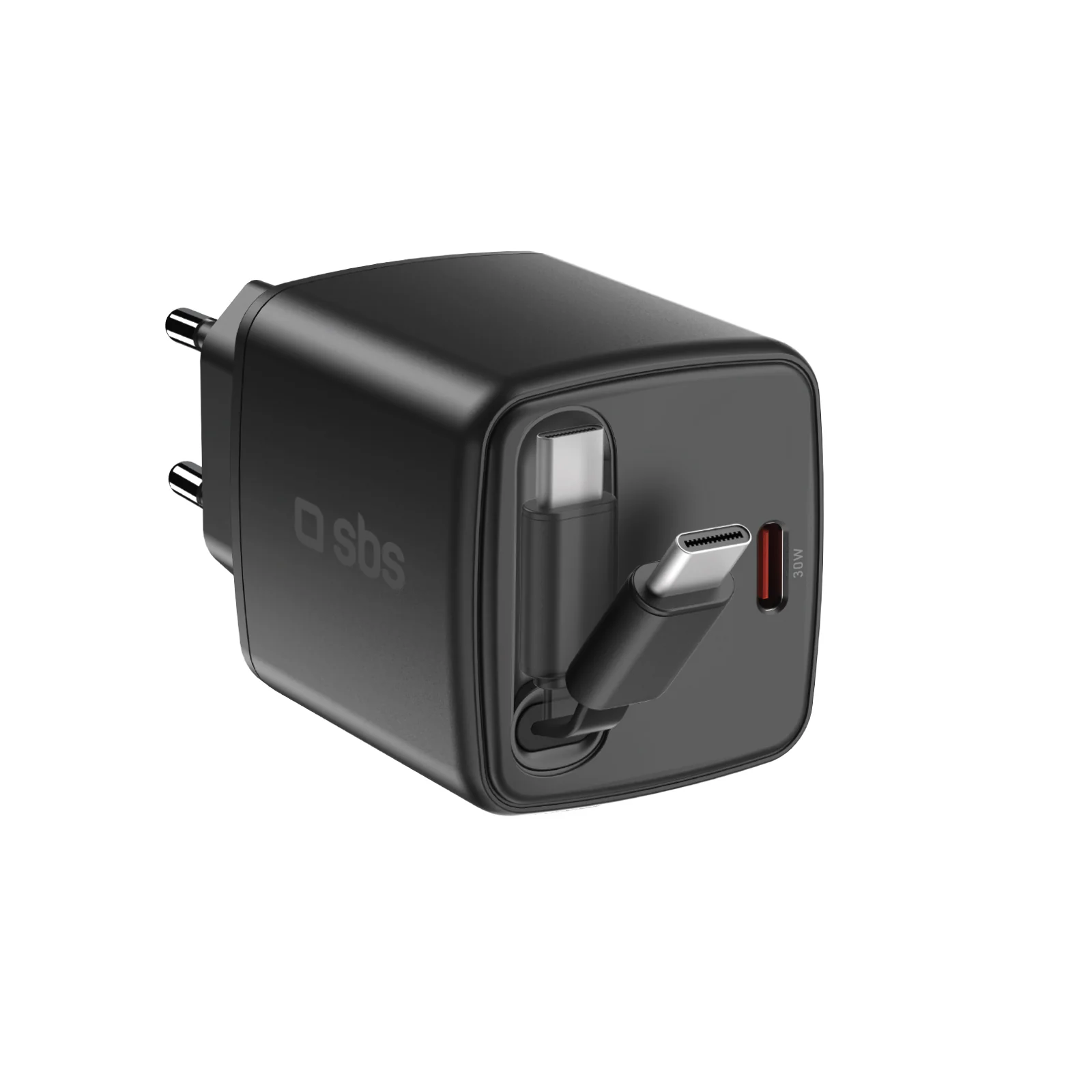 Caricatore GaN USB-C 30w con cavo retrattile