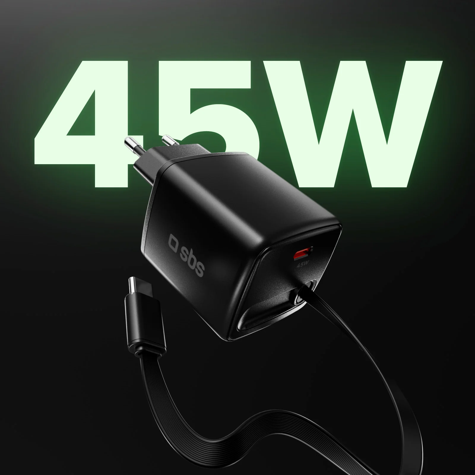 Caricatore USB-C 45W con cavo integrato retrattile GaN - Image 3