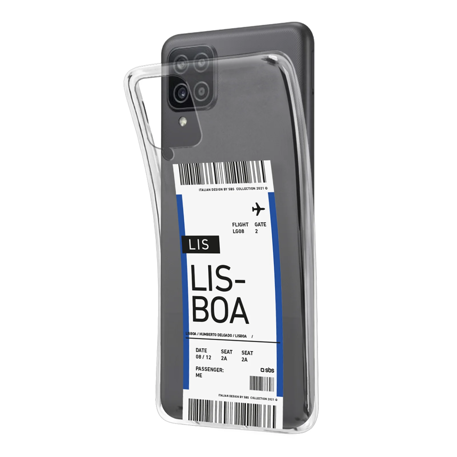 Cover morbida trasparente con texture di biglietto aereo per Samsung A12/M12