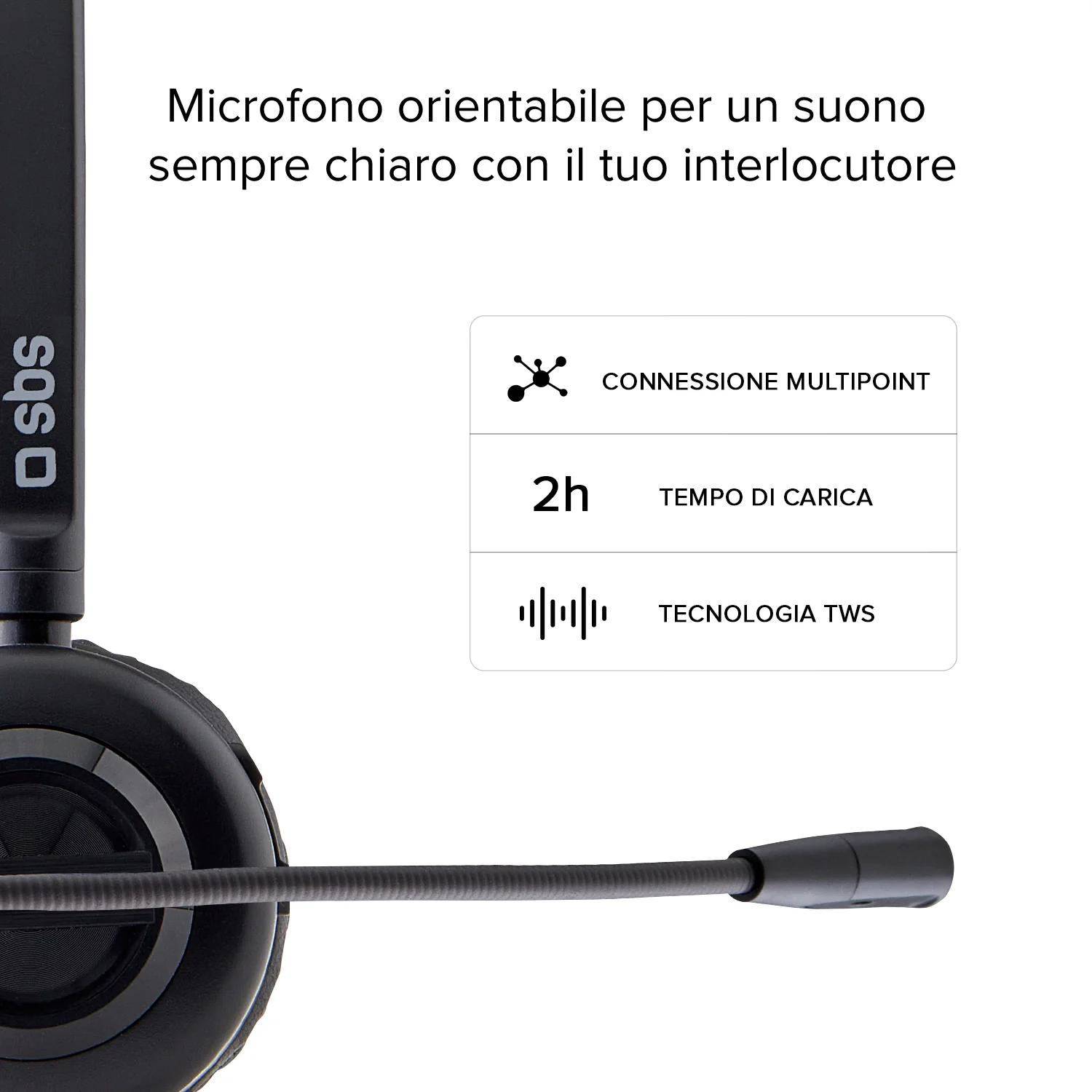 Cuffia mono Wireless Multipoint con microfono - Image 6
