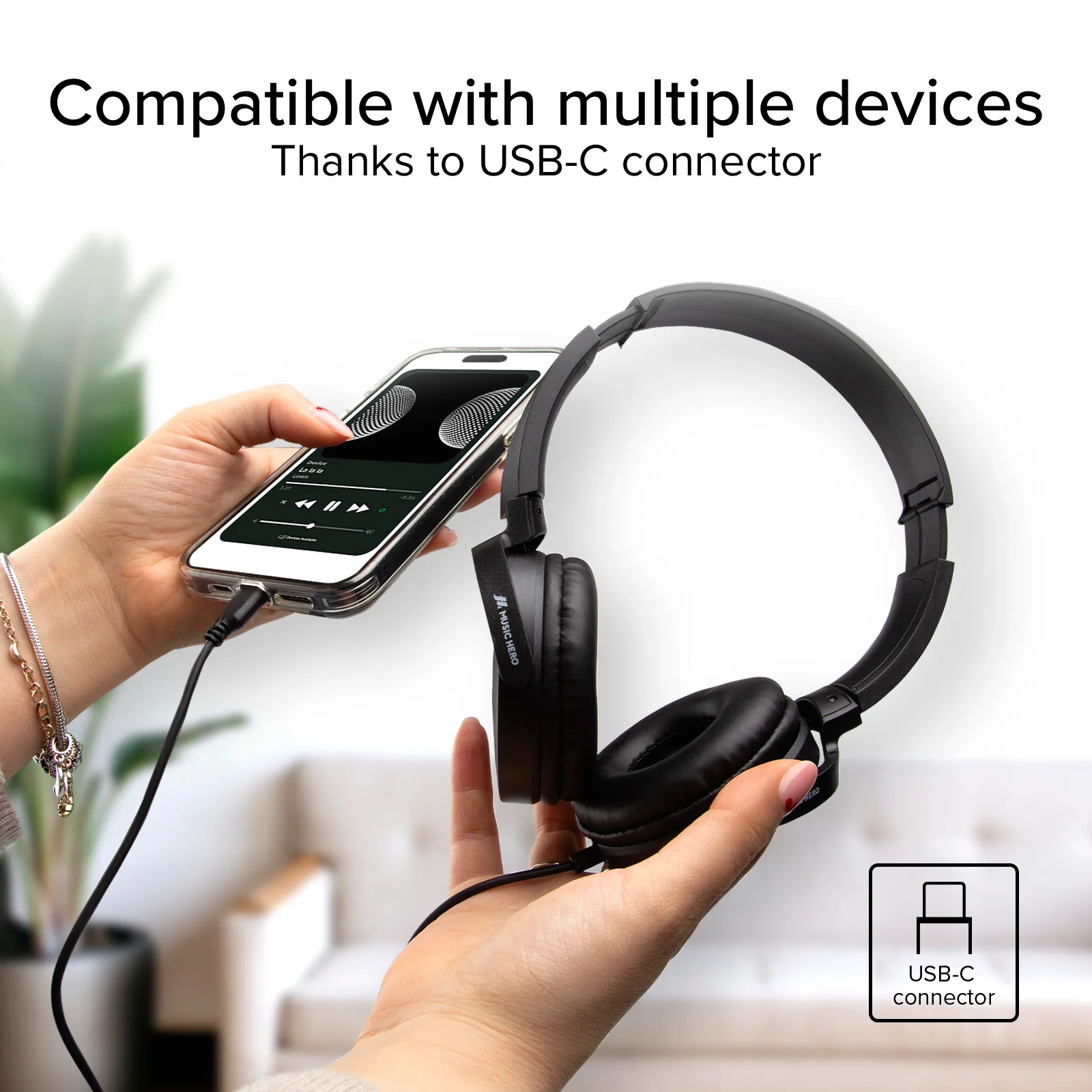 Cuffie a filo con USB-C e padiglioni morbidi rotanti - Image 3
