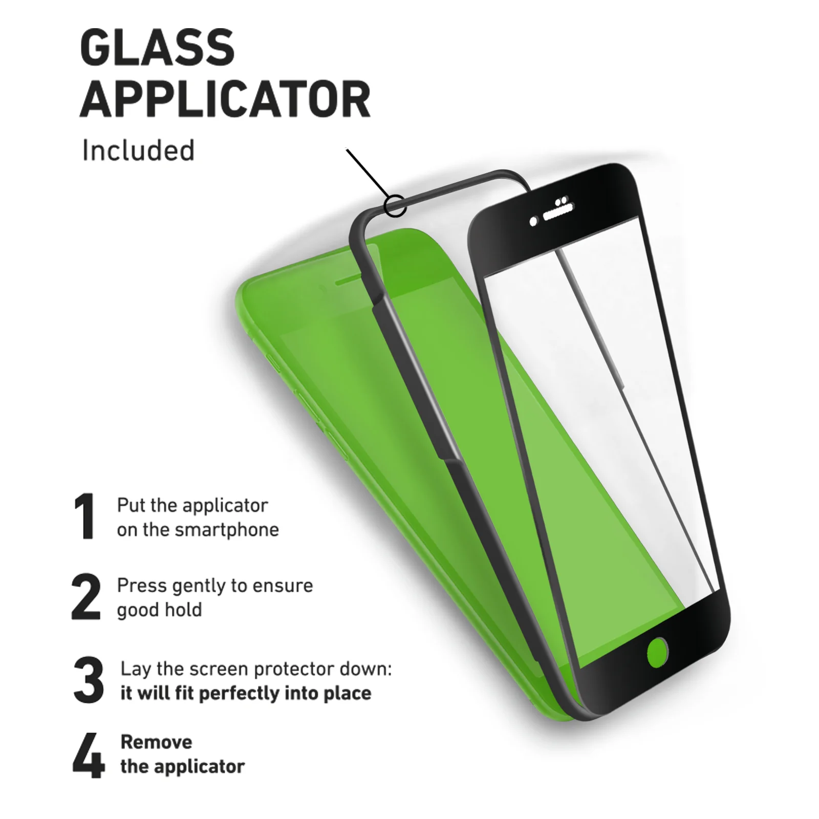 Glass screen protector 4D per iPhone SE 2020-2022/8/7/6s/6 con applicatore - Image 2