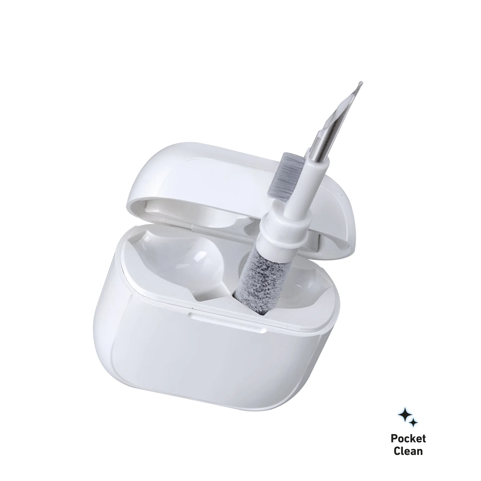 Kit di pulizia 3 in 1 per auricolari con punta in metallo, spazzola e piumino - Image 2