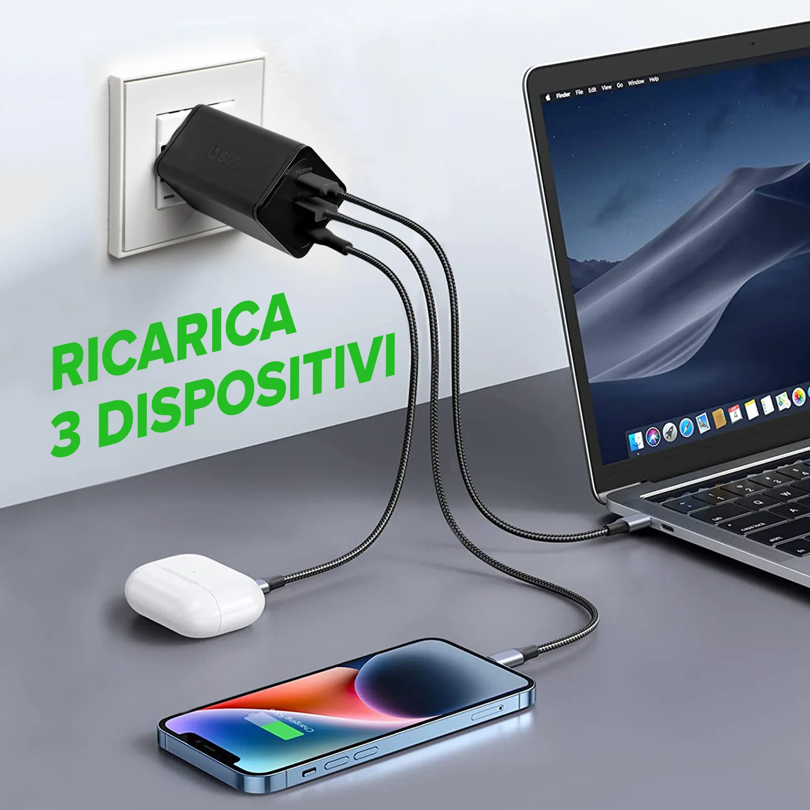 Caricatore caricabatterie GaN da 100 Watt con Power Delivery (PD) - Image 19