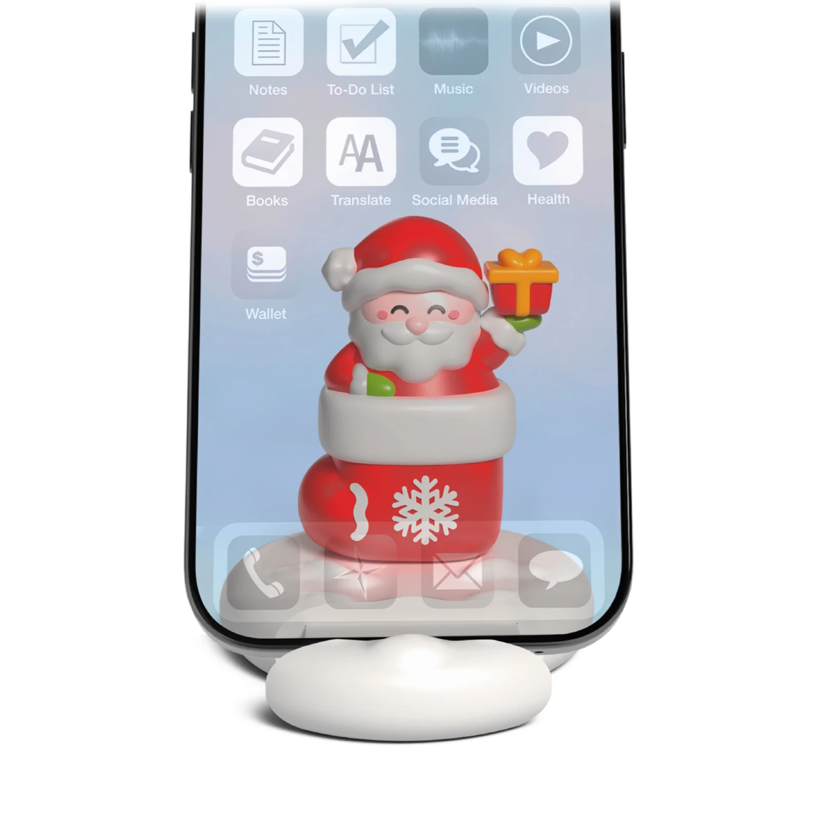 Portacellulare con alloggiamento scorrevole e design natalizio a forma di Babbo Natale