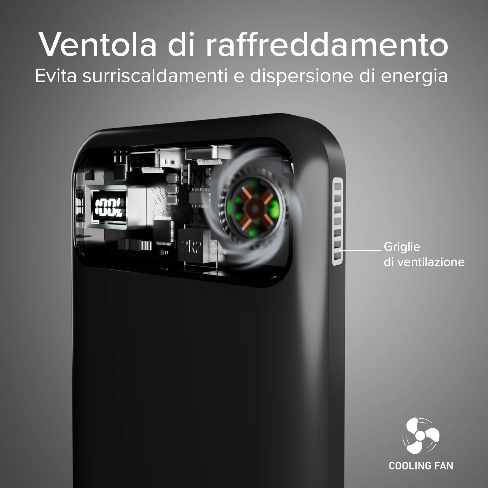 Power bank wireless da 10.000 mAh con ventola di raffreddamento - Image 12