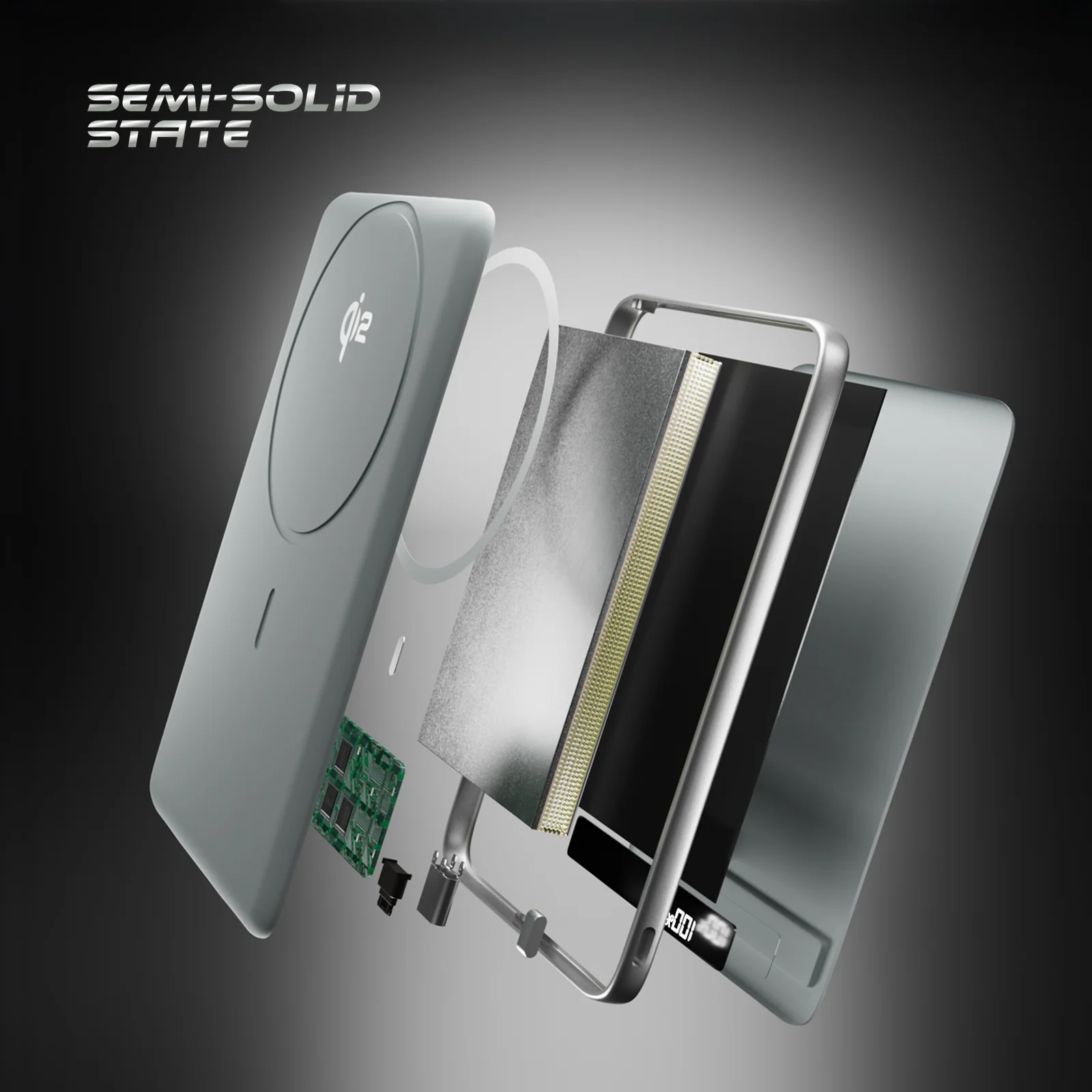 Power Bank Magnetico da 5000 mAh 15 W Qi2 con batteria semi-solida e display LCD - Image 12