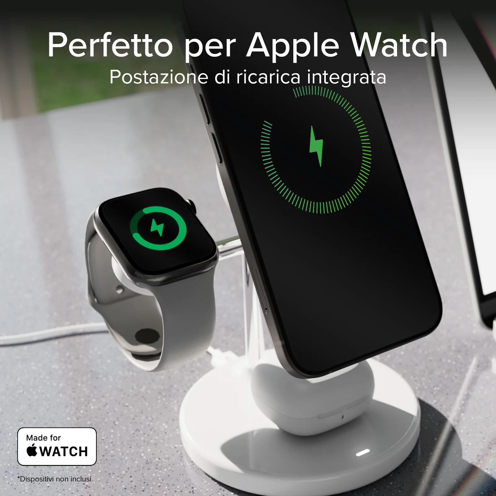 Stazione ricarica wireless Qi2 per cellulari, Apple Watch, auricolari wireless - Image 13