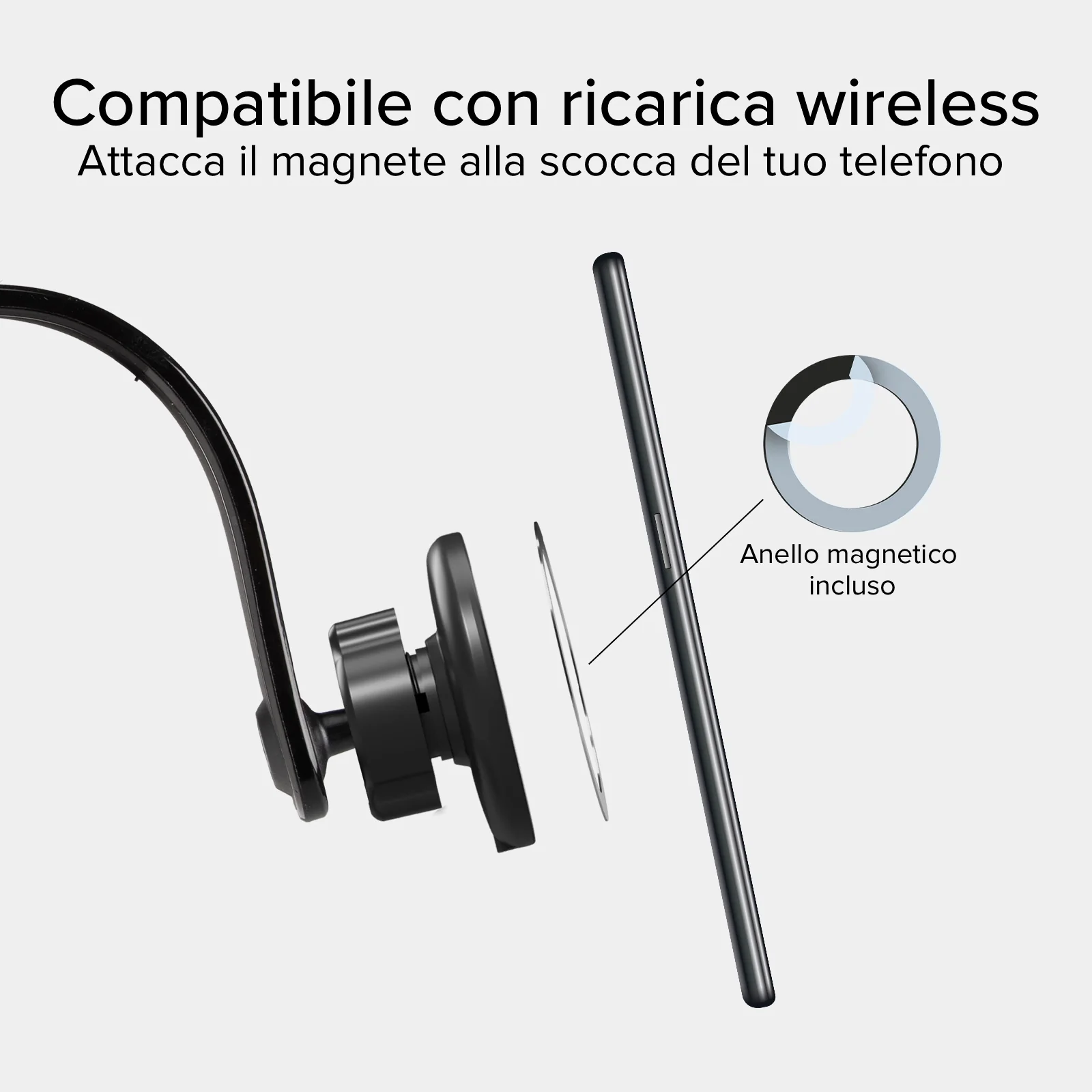 Supporto auto a ventosa per smartphone con ricarica wireless - Image 3