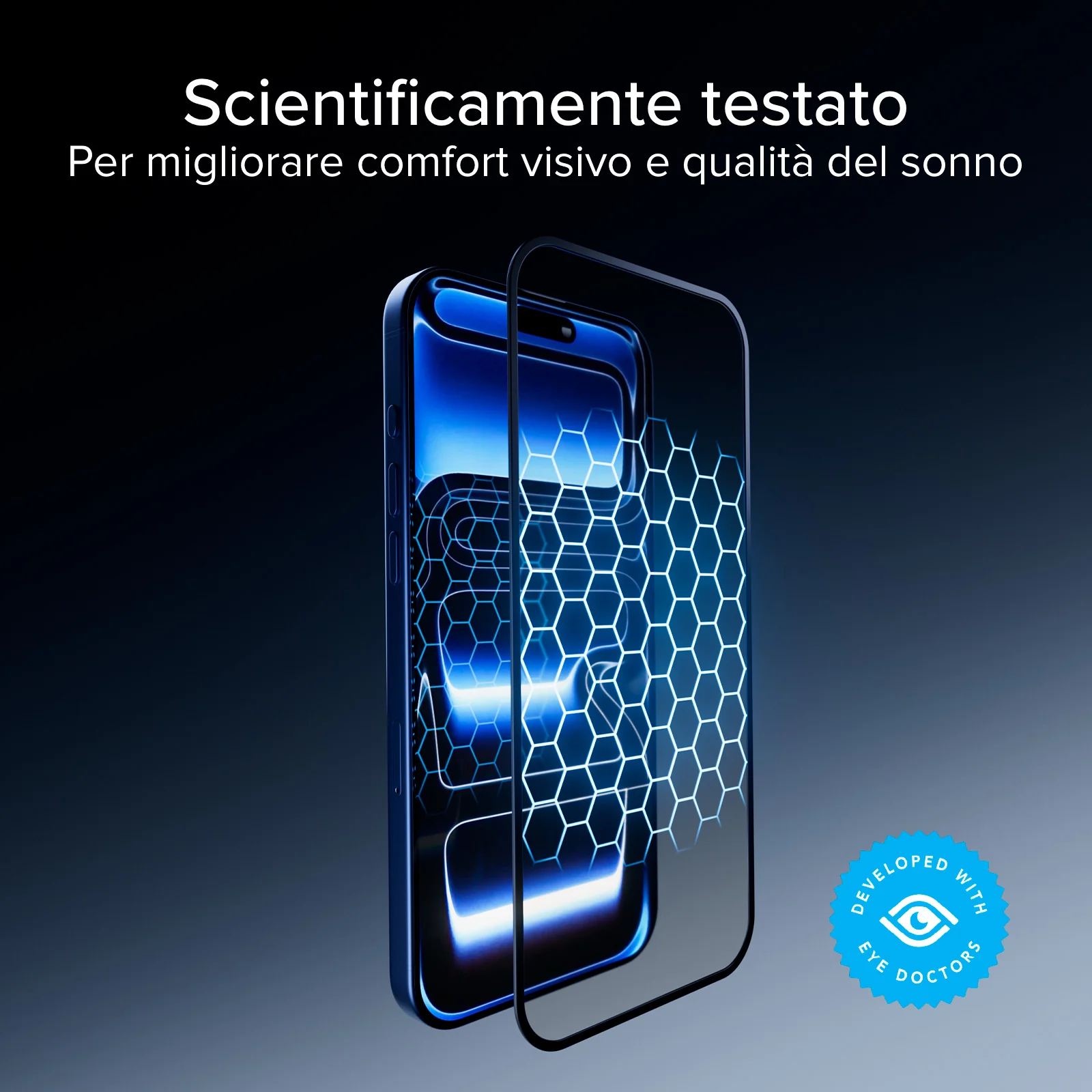 Vetro Protettivo Anti-Luce Blu Full Cover con tecnologia Eyesafe® CPF60 per iPhone 17 Pro Max/16 Pro Max - Image 9