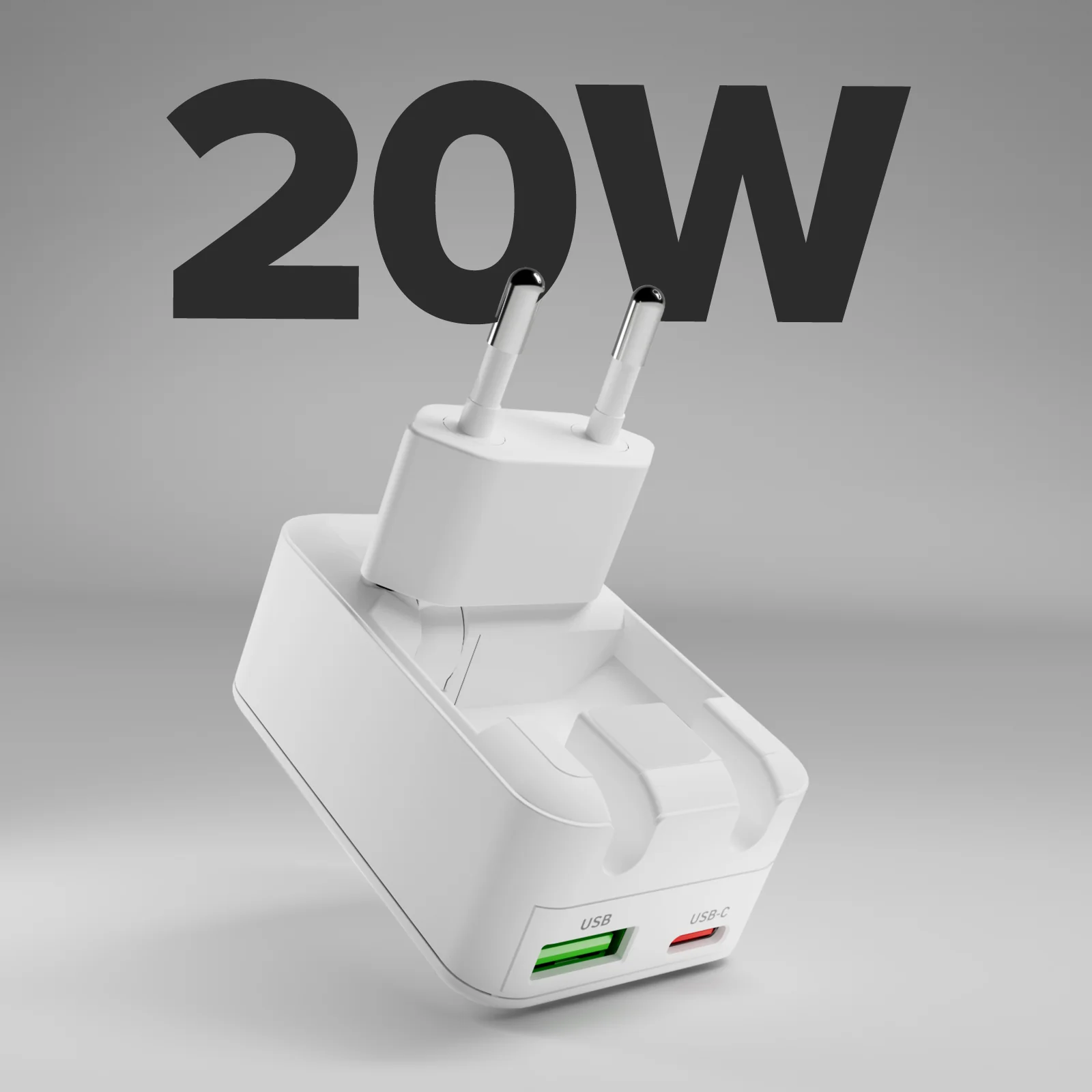 Caricatore da parete Flexi Wall Charger 20W con spina pieghevole, adatto per MacBook Neo - Image 3